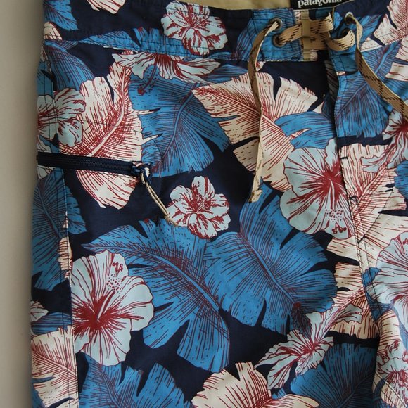 Patagonia swim trunks board shorts floral blue 36 - Picture 4 of 7